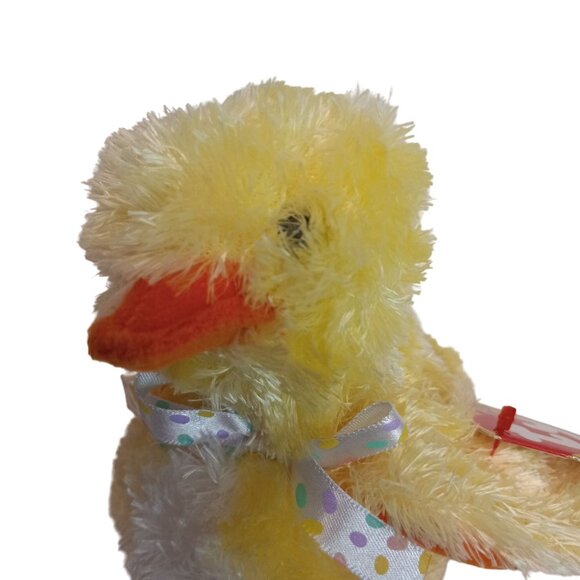 Ty Beanie Baby Of The Month Peepers Duck Chick Plush Toy Polka Dot Bow Tags NEW - Picture 2 of 10